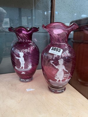 Lot 5093 - Pair of Mary Gregory style vases