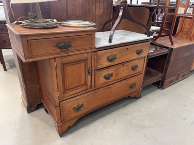 Lot 5169 - Satin walnut washstand with cupboard and...