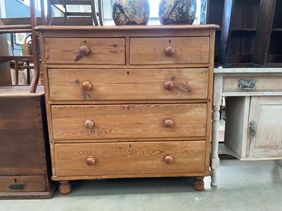 Lot 5175 - Pine chest of two over three drawers
