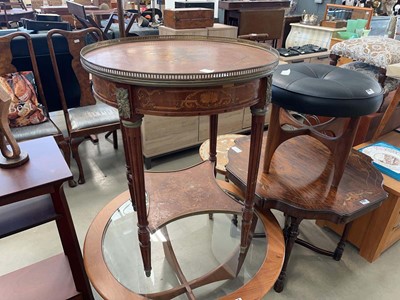 Lot 5179 - Circular inlaid occasional table with second...