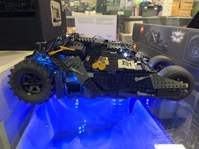 Lot 2121 - Lego Batmobile Tumbler premade with lights and...