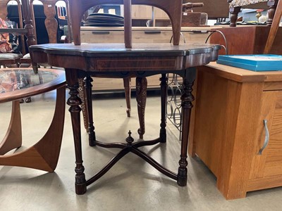 Lot 5182 - Inlaid Victorian occasional table with stretchers