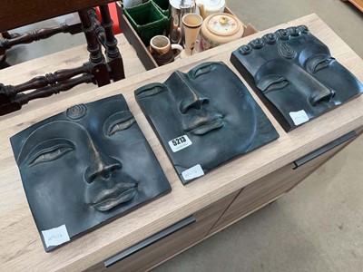 Lot 5213 - Triptych resin wall hanging, faces