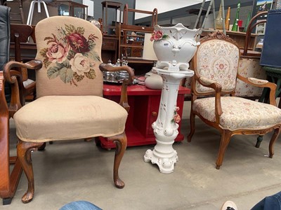 Lot 5226 - Two floral upholstered open armchairs