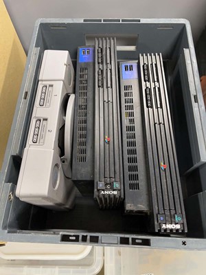 Lot 2191 - Box containing two PlayStation2's and a...