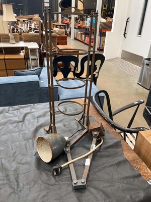 Lot 5242 - Adjustable desk lamp and 3 tier brass stand