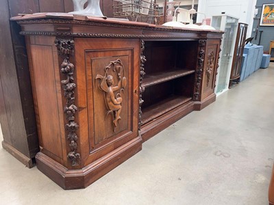 Lot 5253 - Victorian walnut open bookcase with cupboards...