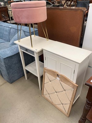 Lot 5261 - Fabric notice board, 2 drawer cabinet and lamp...