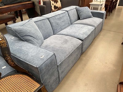 Lot 5262 - Blue fabric 3 seater sofa in 3 sections, plus...
