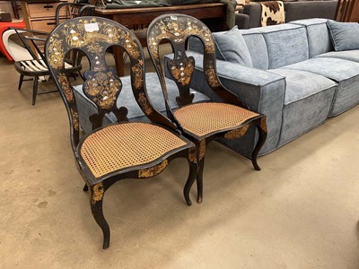 Lot 5263 - Pair of chinoiserie oriental chairs with...