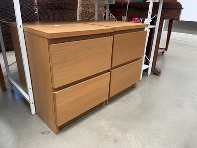 Lot 5270 - Pair of oak finished 2 drawer bedside cabinets