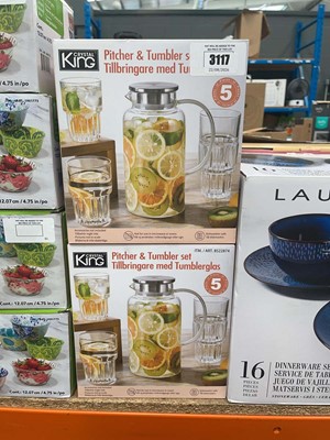 Lot 3117 - Three Crystal King glass pitchers and tumblers...