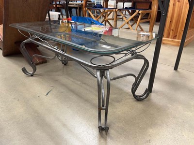 Lot 5298 - Wrought iron coffee table with glazed surface