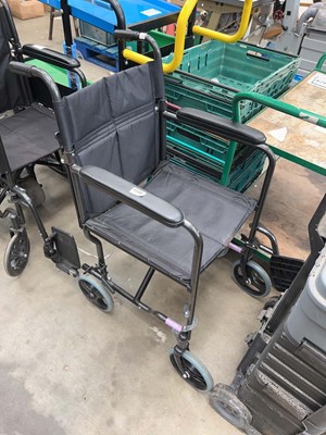 Lot 4540 - Black folding cushioned wheelchair
