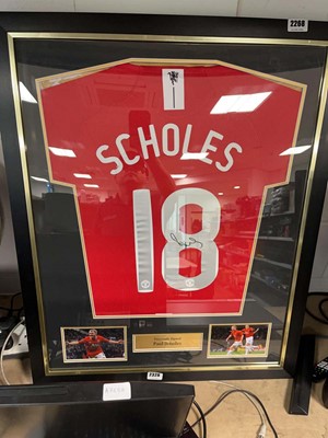 Lot 2268 - Signed and framed Paul Scholes shirt,...