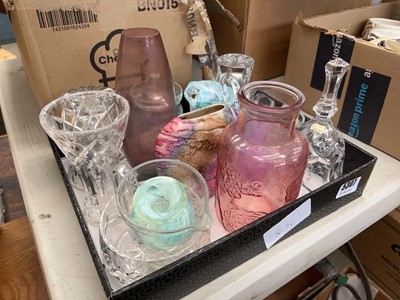 Lot 5307 - Box of glass vases, and hand bell