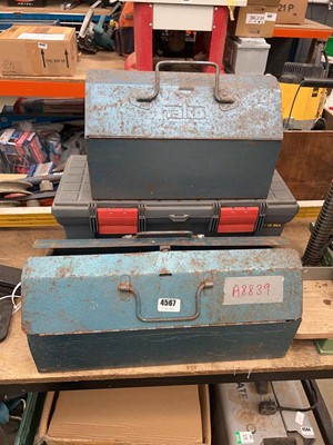 Lot 4567 - 3 toolboxes and tools inc. hammers, spanners,...