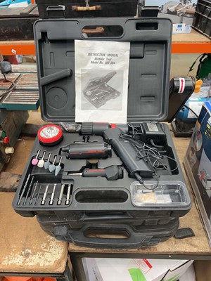 Lot 4572 - Boxed Modular tool, 240v Challenger heat gun,...