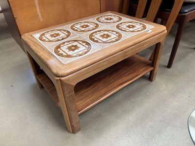 Lot 5316 - Teak tile top 2-tier table