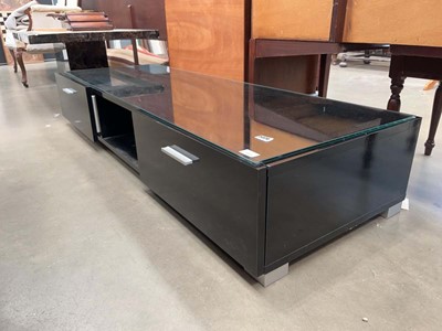Lot 5324 - Black painted low slung entertainment unit