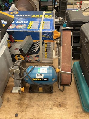 Lot 4579 - Workzone bench grinder with sanding belt