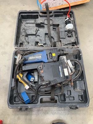 Lot 4590 - Evolution 110v magnetic base drill in case...