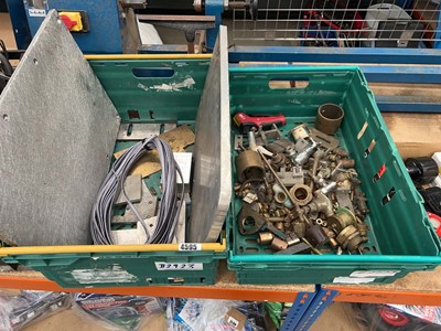 Lot 4595 - 2 crates of items inc. plumbing pipe fittings,...
