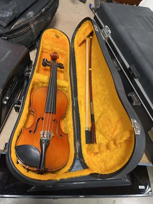 Lot 2296 - Miniature violin in case