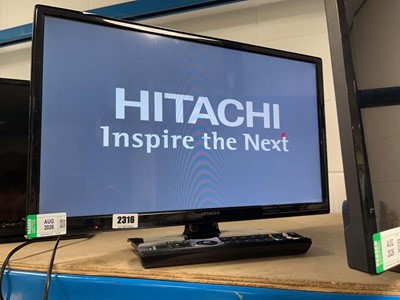 Lot 2316 - 22" Hitachi TV with remote and stand