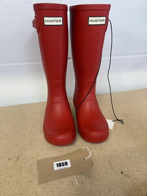 Lot Hunter cascade side wellies in red junior size...