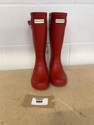 Lot Hunter cascade side wellies in red junior size...