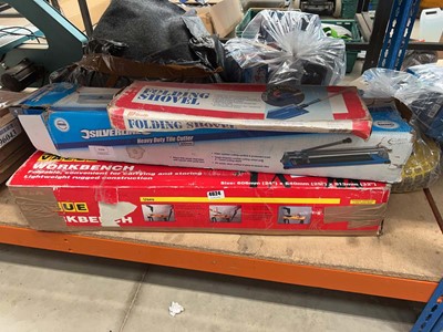 Lot 4624 - Folding workbench, Silverline heavy duty tile...