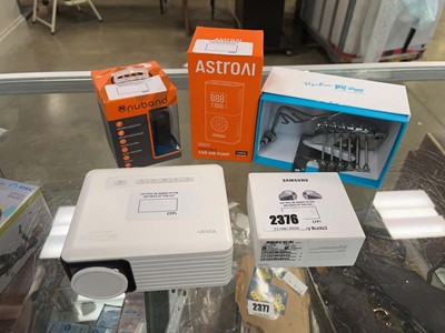 Lot 2376 - Portable projector, Samsung earbuds, smart...