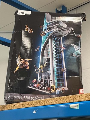 Lot 2451 - Lego Avengers tower set (unchecked) has been...