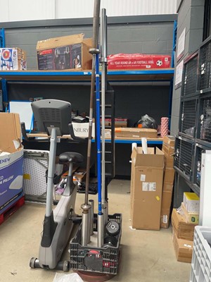 Lot 3364 - 3 Olympic bars with stand, multi-grip bar,...