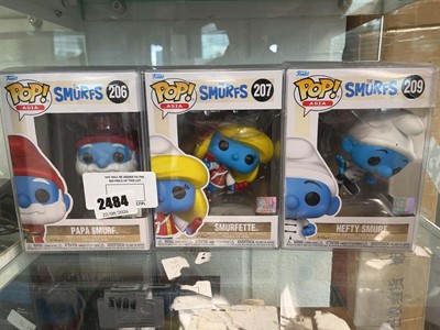 Lot 2484 - 3 Funko Pop Asia Smurfs figures