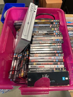 Lot 2502 - 2 boxes containing various DVD's and a DVD player