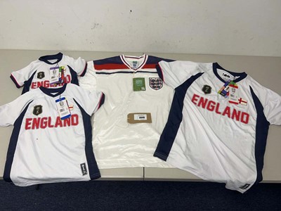 Lot 3646 - 3 x FIFA England football shirts, adult and...