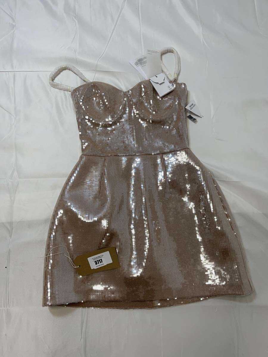 Lot 3717 - Nadine Merabi nude sequin mini dress size...