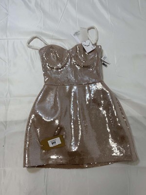 Lot 3717 - Nadine Merabi nude sequin mini dress size...