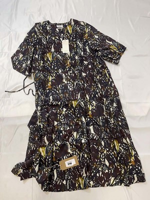Lot 3746 - Toast dappled leaves print dress size L (hanging)