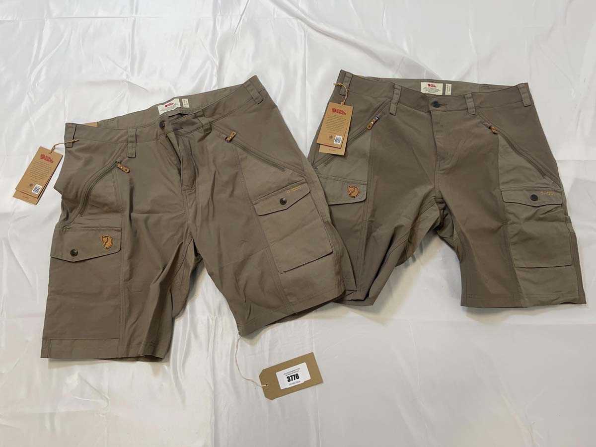 Lot 3776 - 2x Fjall Raven nikka shorts in suede brown...