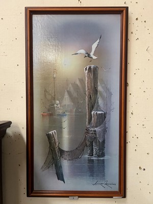 Lot 3 - A framed fishing harbour scene print