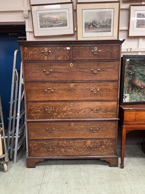 Lot 31 - Antique oak chest on chest of 7 graduated...