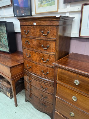 Lot 37 - Birds eye maple veneer bow front chest on...