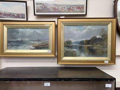Lot 44 - 2 framed and glazed pictures of river and...
