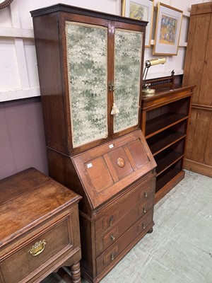 Lot 47 - Oak fall-front bureau with drawers and cabinet...