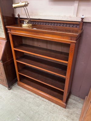 Lot 48 - Walnut veneer open bookcase