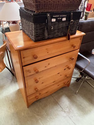 Lot 61 - Waxed pine chest of 5 drawers