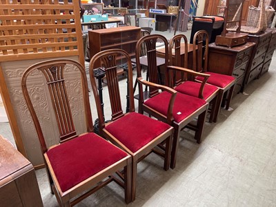 Lot 68 - Set of 5 strung back oak dining chairs